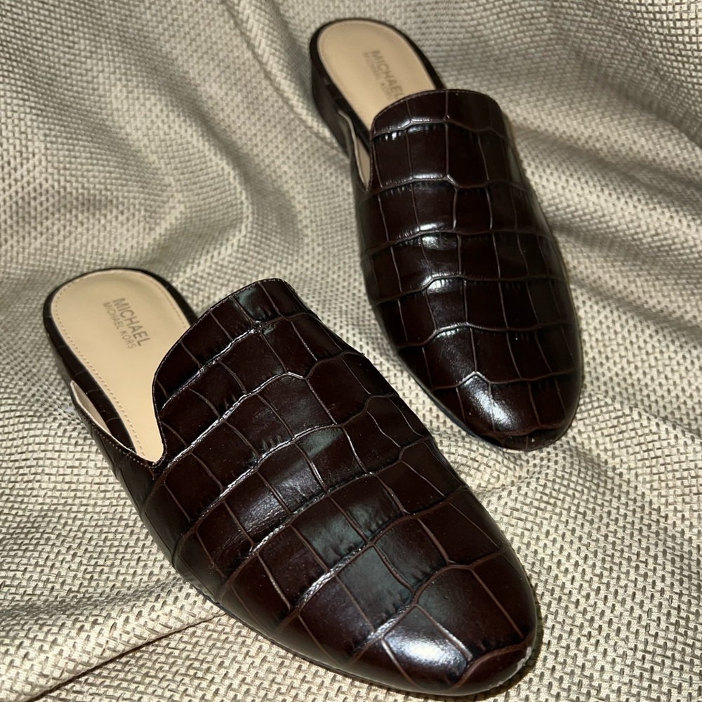 Leather Crocodile Michael Kors Slip on Mules